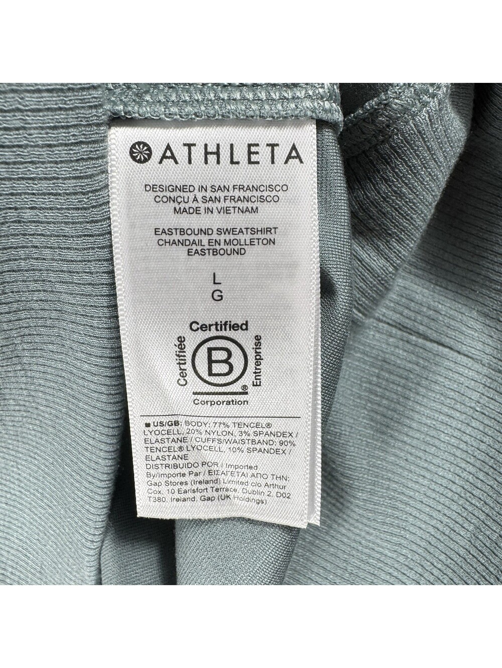 Athleta Eastbound Sweatshirt Womens Large Cream V-Neck Ribbed Pullover - Picture 6 of 6